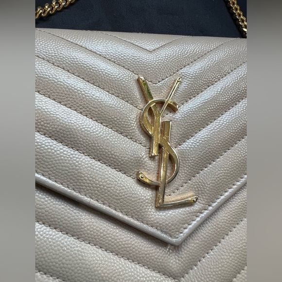 YSL cassandre flap large wallet on chain beige - Picture 4 of 14